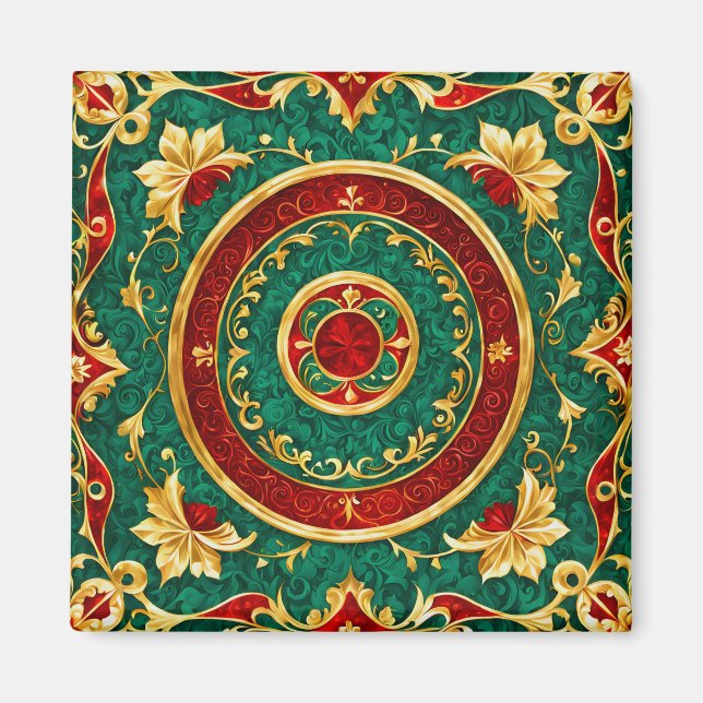 Decorative Floral Christmas Holiday Magnet (Front)