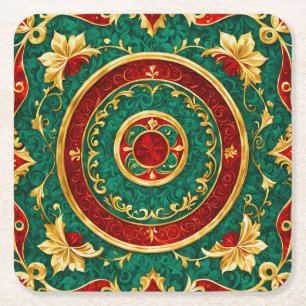 Decorative Floral Christmas Holiday Paper Coaster