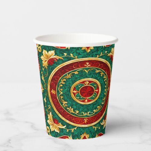 Decorative Floral Christmas Holiday Paper Cups