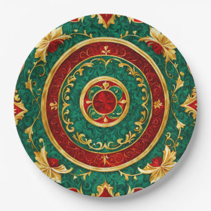 Decorative Floral Christmas Holiday Paper Plate
