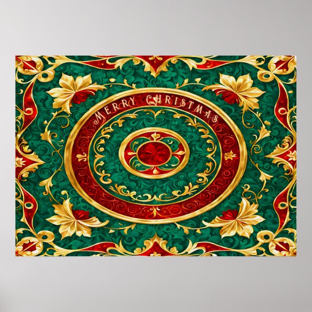 Decorative Floral Christmas Holiday Poster (Front)