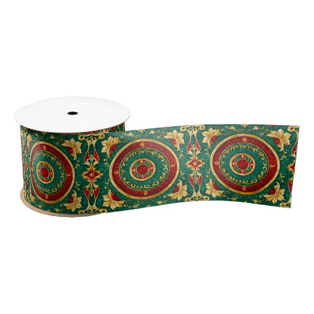 Decorative Floral Christmas Holiday Satin Ribbon (Spool)