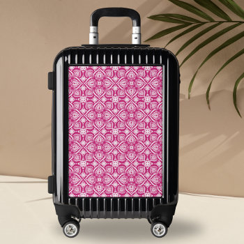 Decorative Floral Damask Pattern  Hot Pink  Luggage by InTrendPatterns at Zazzle