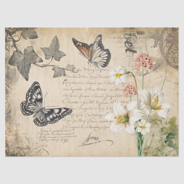 Decorative Floral Decoupage Tissue Paper (Front)