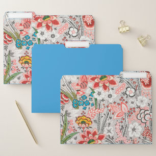 Decorative Floral Elegant Blooming Floral & Blue File Folder