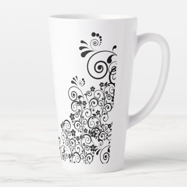 decorative-floral-flourish-flowers latte mug (Right)