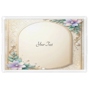 Decorative Floral Frame Acrylic Vanity Tray