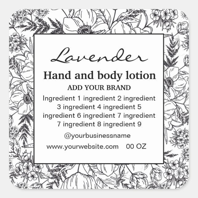 Decorative Floral frame white background label (Front)