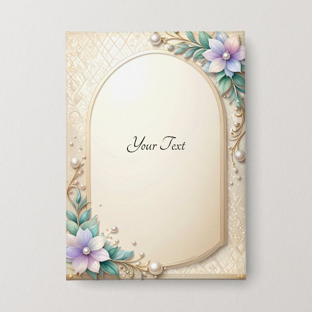 Decorative Floral Frame with Pearls Button (Front)