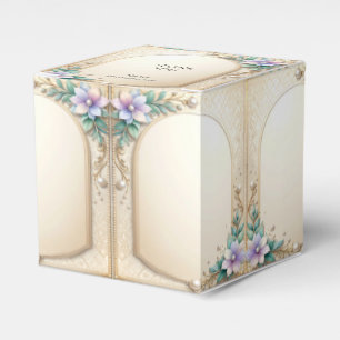 Decorative Floral Frame with Pearls Favor Box