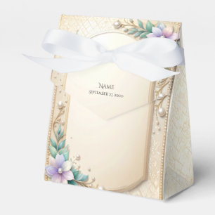 Decorative Floral Frame with Pearls Favor Box
