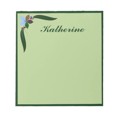 Decorative Floral Green Border Personalized Notepad