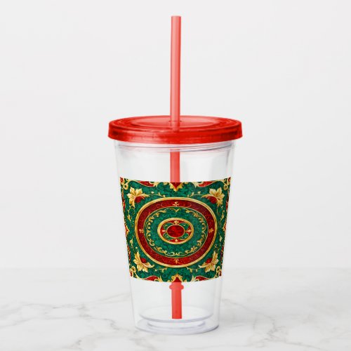Decorative Floral Holiday Acrylic Tumbler