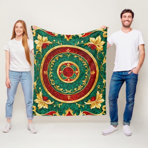 Decorative Floral Holiday Fleece Blanket