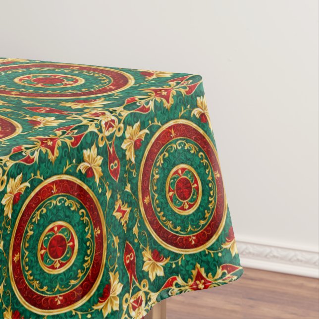Decorative Floral Holiday Tablecloth (In Situ)