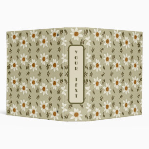 Decorative Floral in White and Beige 3 Ring Binder