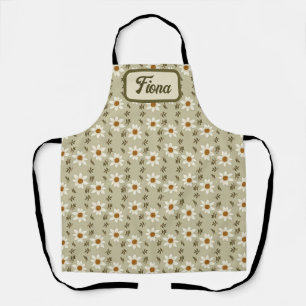 Decorative Floral in White and Beige Apron