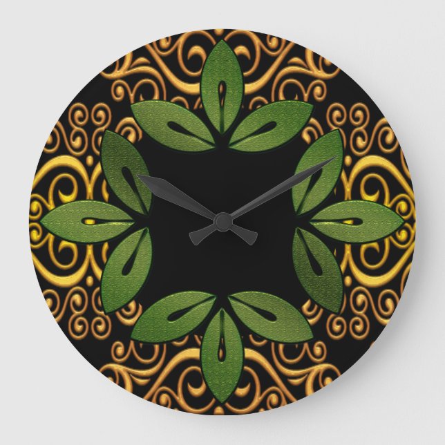 Decorative Floral Leaves Wall Clock (Front)