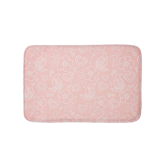Decorative floral pattern bath mat (Front)