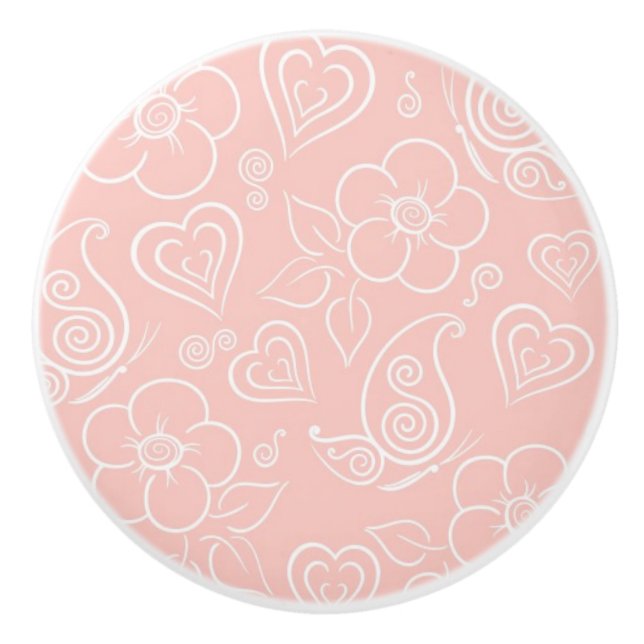 Decorative floral pattern ceramic knob (Front)