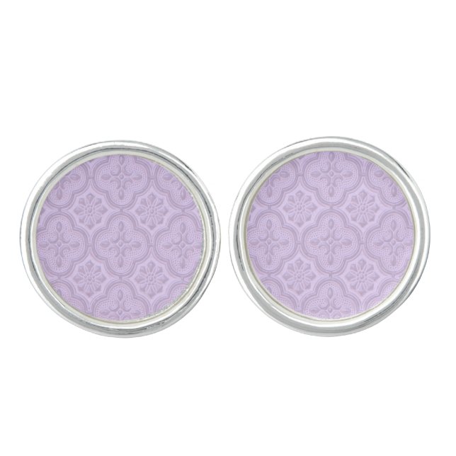 Decorative Floral Pattern In Mauve Cufflinks (Front)
