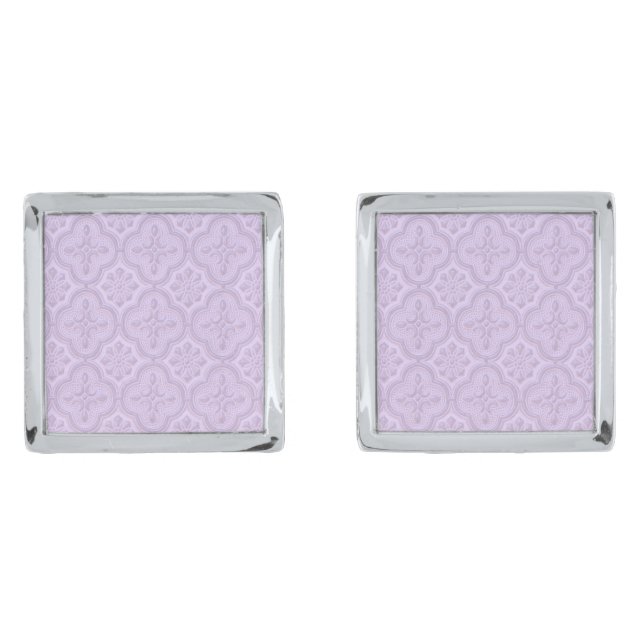 Decorative Floral Pattern In Mauve Cufflinks (Front)