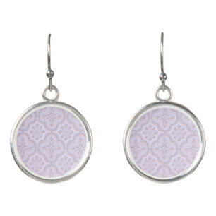 Decorative Floral Pattern In Mauve Earrings