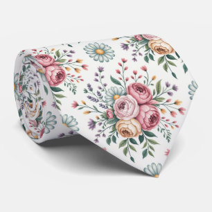 Decorative Floral Pattern Neck Tie