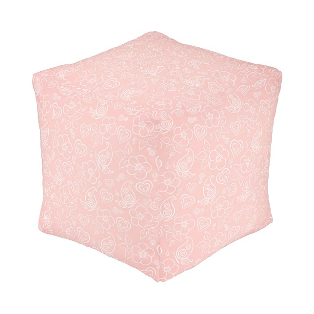 Decorative floral pattern pouf (Angled Front)