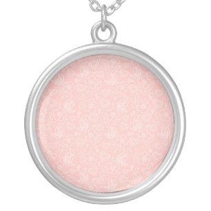 Decorative floral pattern silver plated necklace