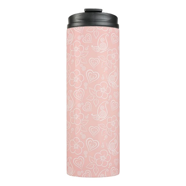 Decorative floral pattern thermal tumbler (Front)