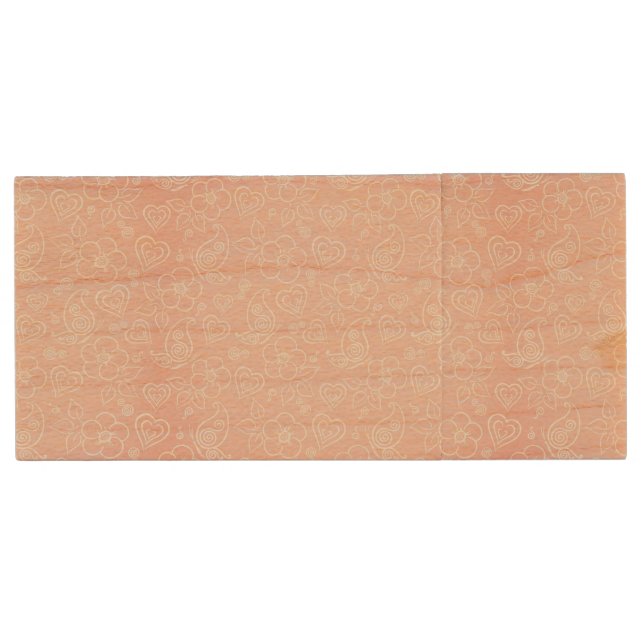Decorative floral pattern wood USB flash drive (Front)