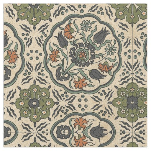 Decorative Floral Persian Tile Design Fabric