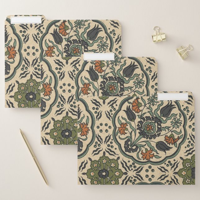 Decorative Floral Persian Tile Design File Folder (Set)