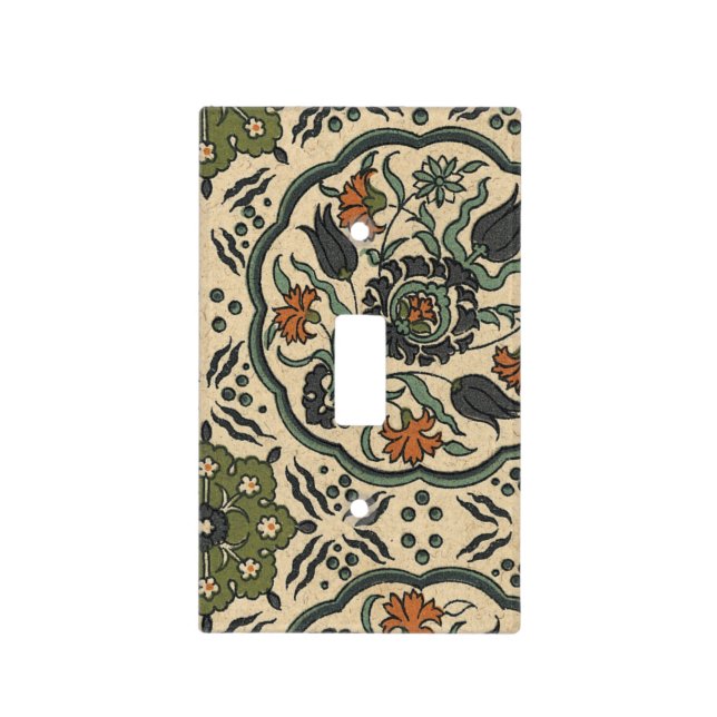 Decorative Floral Persian Tile Design Light Switch Cover (Front)