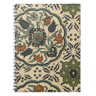 Decorative Floral Persian Tile Design Notebook
