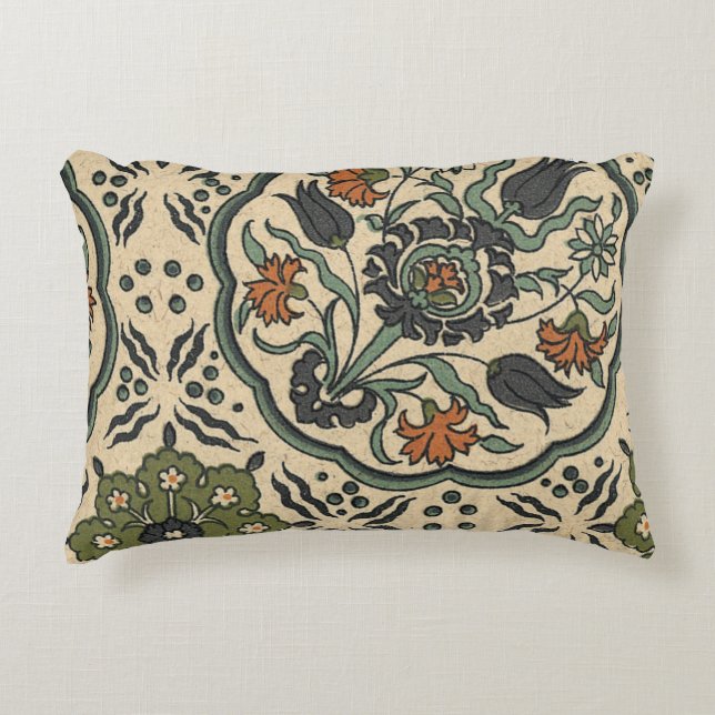Decorative Floral Persian Tile Design Pillow (Front)