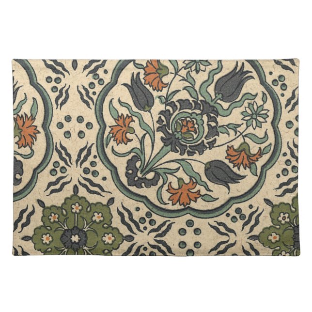 Decorative Floral Persian Tile Design Placemat (Front)