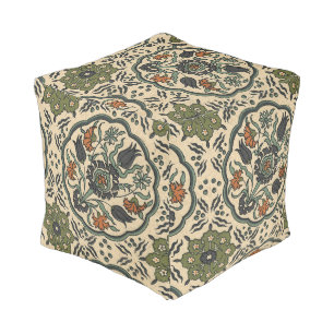 Decorative Floral Persian Tile Design Pouf