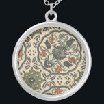 Decorative Floral Persian Tile Design Silver Plated Necklace<br><div class="desc">A decorative floral design,  this Persian tile features a number of different flowers dancing together in a wonderful medley of color. Know someone who love flowers or designs from other countries? This would be the perfect gift for them!</div>