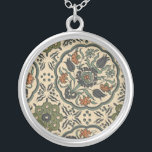 Decorative Floral Persian Tile Design Silver Plated Necklace<br><div class="desc">A decorative floral design,  this Persian tile features a number of different flowers dancing together in a wonderful medley of color. Know someone who love flowers or designs from other countries? This would be the perfect gift for them!</div>