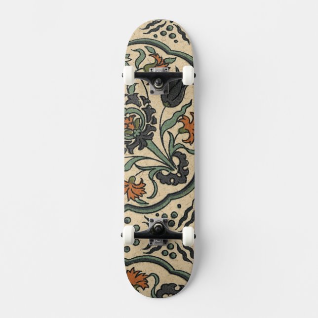 Decorative Floral Persian Tile Design Skateboard Deck (Front)