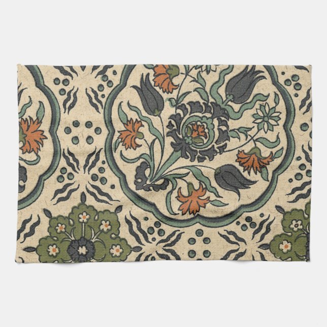 Decorative Floral Persian Tile Design Towel (Horizontal)