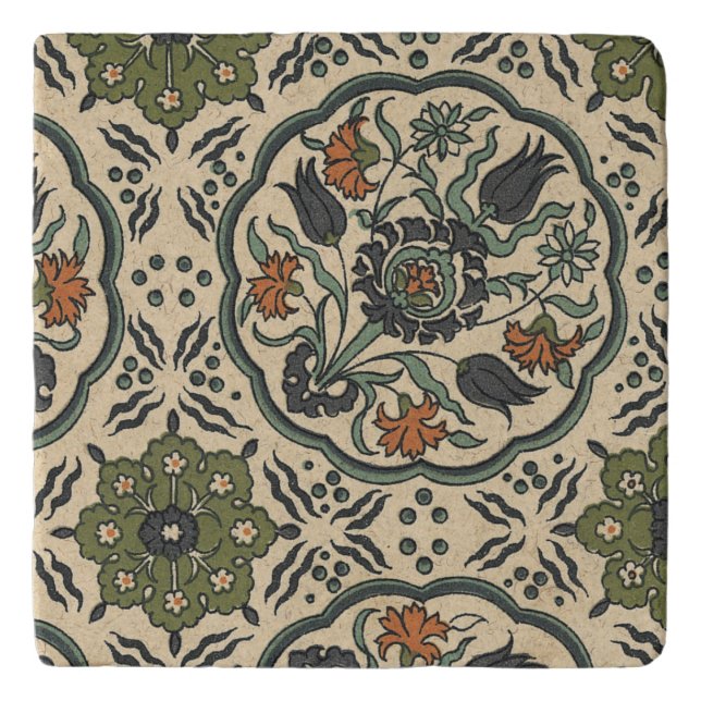 Decorative Floral Persian Tile Design Trivet (Front)