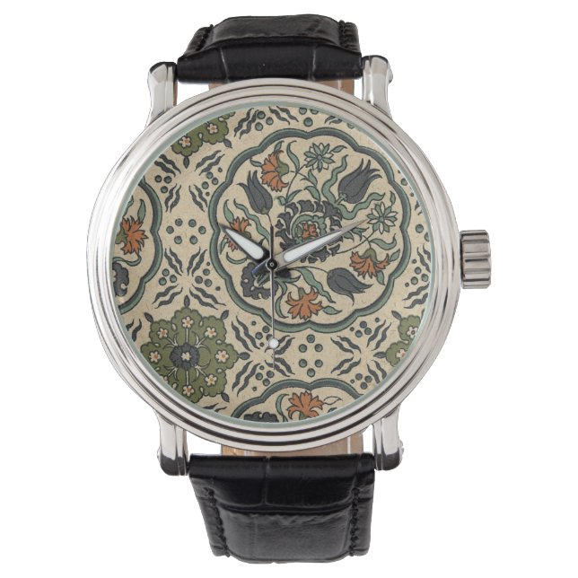Decorative Floral Persian Tile Design Watch (Front)