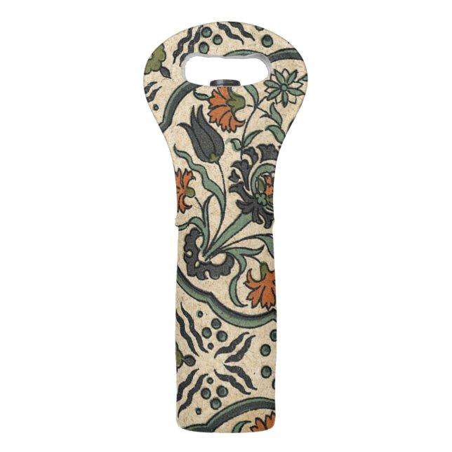 Decorative Floral Persian Tile Design Wine Bag (Back)