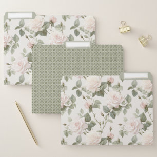 Decorative Floral Pink & Olive File Folder
