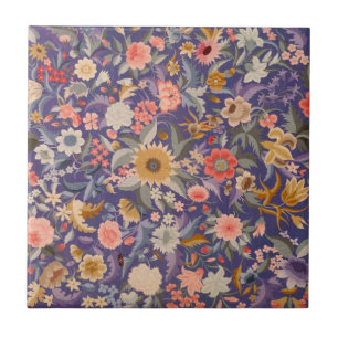 Decorative Floral Print Ceramic Tile