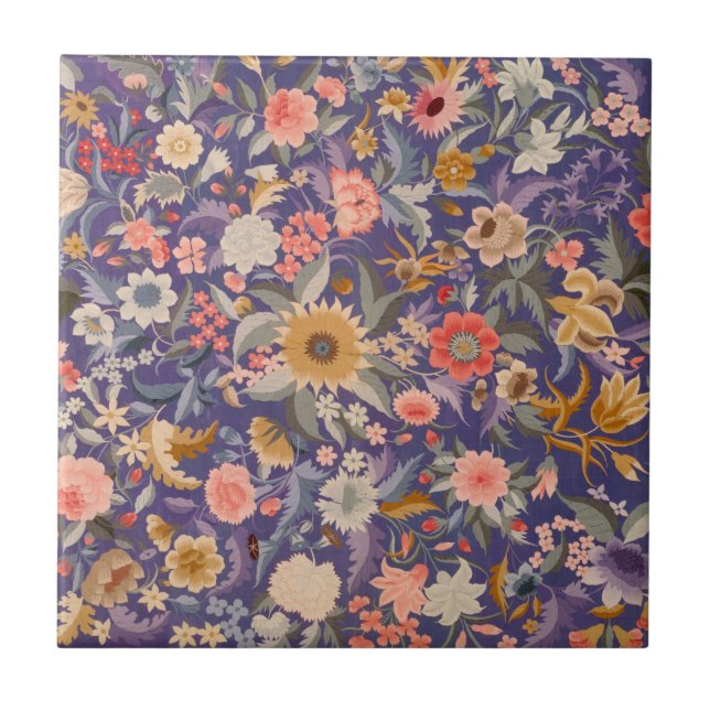 Decorative Floral Print Ceramic Tile (Front)