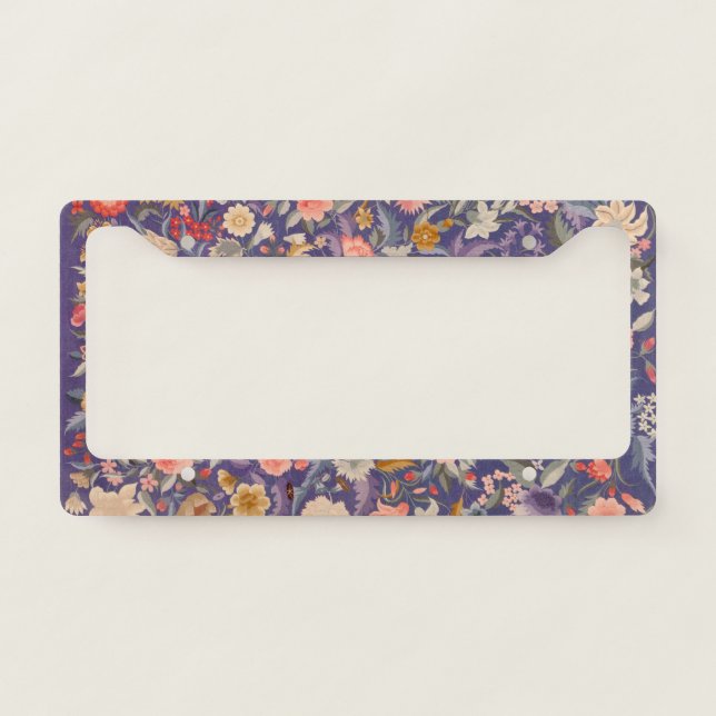 Decorative Floral Print License Plate Frame (Front)
